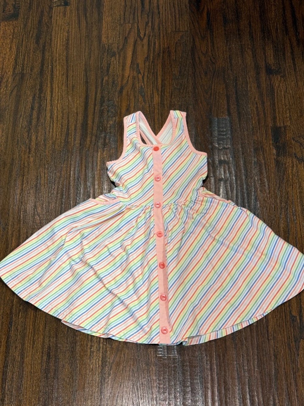 Serendipity Shrimp and Grits Kids Rainbow Striped Dress Size Large